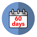 Icono ilustrado de un calendario que muestra 60 días y dice: si cambia de opinión - información sobre la anulación